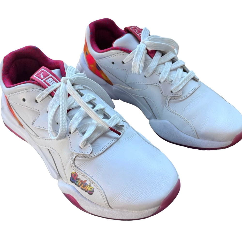 PUMA Barbie X Nova Flash Sneakers Women's 8 White Cabaret Pink Rainbow